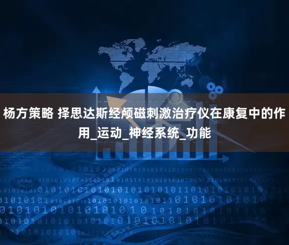 杨方策略 择思达斯经颅磁刺激治疗仪在康复中的作用_运动_神经系统_功能